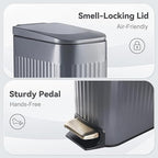 Slim Bathroom Trash Can with Lid Soft Close, Stainless Steel Garbage Can Step - Image 6