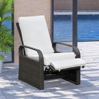 ART TO REAL Outdoor Recliner, Automatic Adjustable Wicker Lounge Recliner Chair with 5.12'' Thicken Cushion, All Weather Aluminum Frame, Brown Wicker + Beige Cushion - Image 8