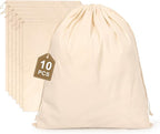 10PCS Cotton Storage Bags with Drawstrings, X-Large 14x17inch Multipurpose by Hopttreely