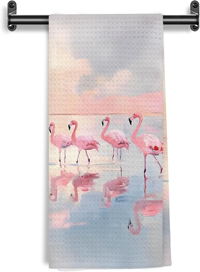 Watercolor Pink Flamingo Kitchen Towels, Flamingo Gifts by Unknown