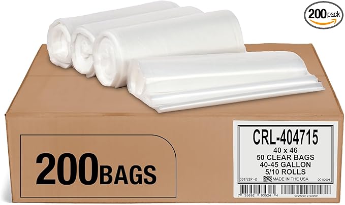 Aluf Plastics 45 Gallon 1.5 MIL Clear Garbage Bags by AlufPlastics
