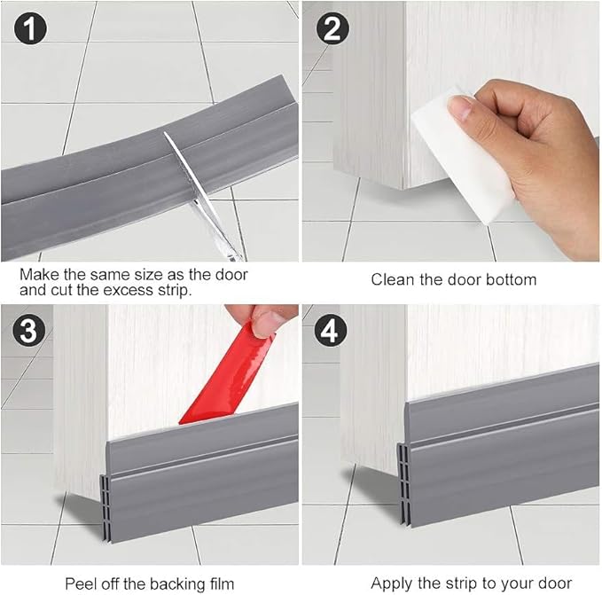 Hojoy 2 Pack Under Door Draft Stopper, Adjustable Door Sweep Anti-Collision - Image 6