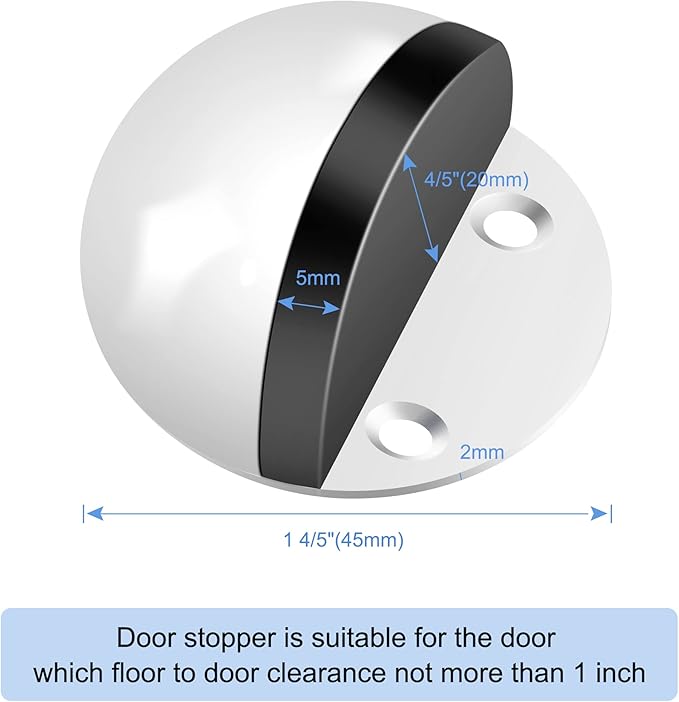 3 Pack Door Stoppers Self Adhesive White Floor Door Stop No Drilling Rubber - Image 2
