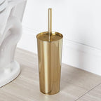 mDesign Metal Freestanding Slim Toilet Bowl Brush and Holder + Rectangle Narrow - Image 6