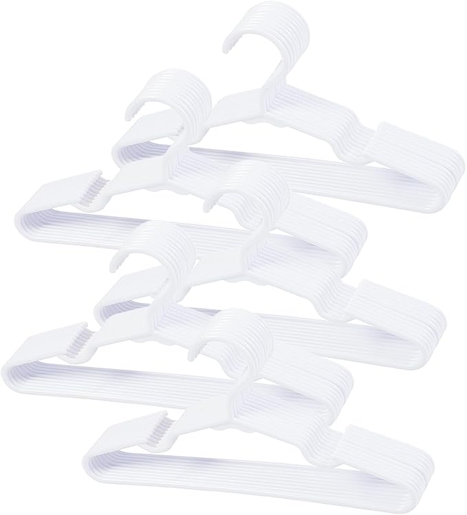 50 pcs White Baby Nursery Closet Hangers, Non-Slip Laundry Infant Pant Hanger by VIIBASE
