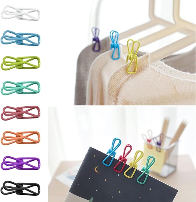 50 Pack Steel Wire Clip Utility Clips Colorful Vinyl-Coated Windproof Clothespin - Image 7