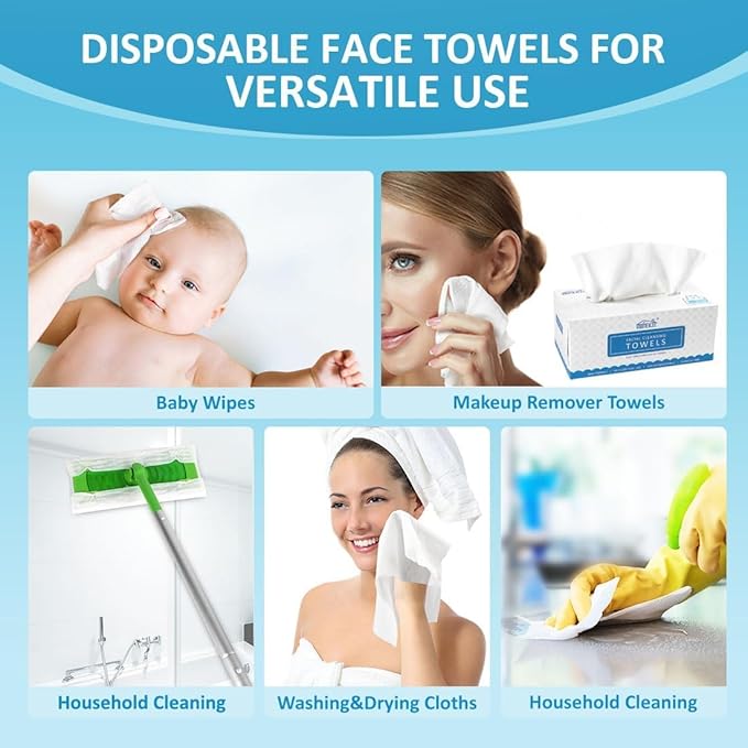 HOMEXCEL Face Towels, Disposable Face Towelette, Biodegradable Makeup Remover - Image 4