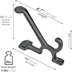 Ambipolar 5 Pack Decorative Cast Iron Heavy Duty Double Hooks, Wall Mounted - Image 2