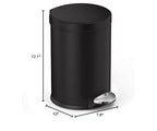 simplehuman 4.5 Liter / 1.2 Gallon Round Bathroom Step Trash Can, Matte Black - Image 6