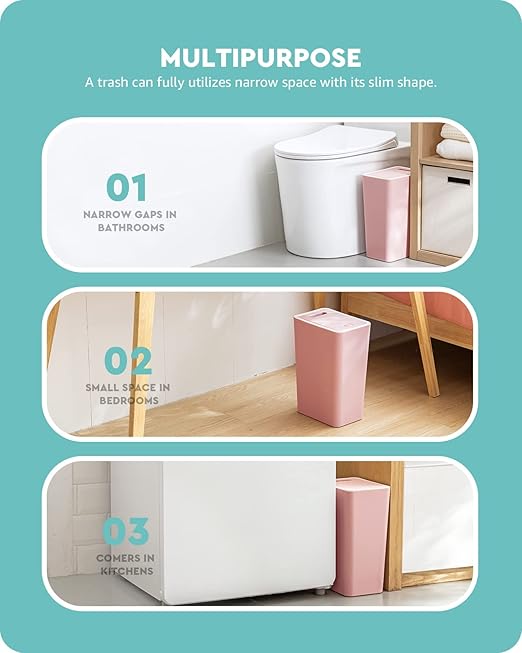 Baffect Small Trash Can with Lid Waste Basket Bathroom Garbage Can Dorm Room - Image 5
