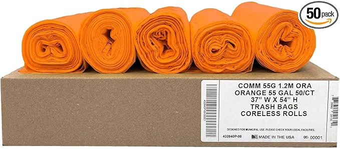 Ultrasac Heavy Duty 55 Gallon Orange Trash Bags by Ultrasac