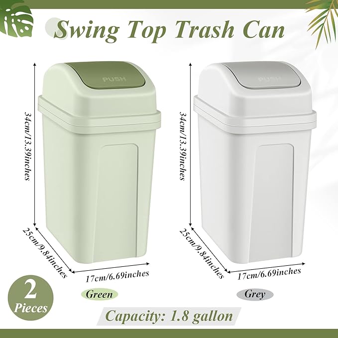 Sumind 2 Pcs 1.8 Gallon Bathroom Trash Can - Image 2