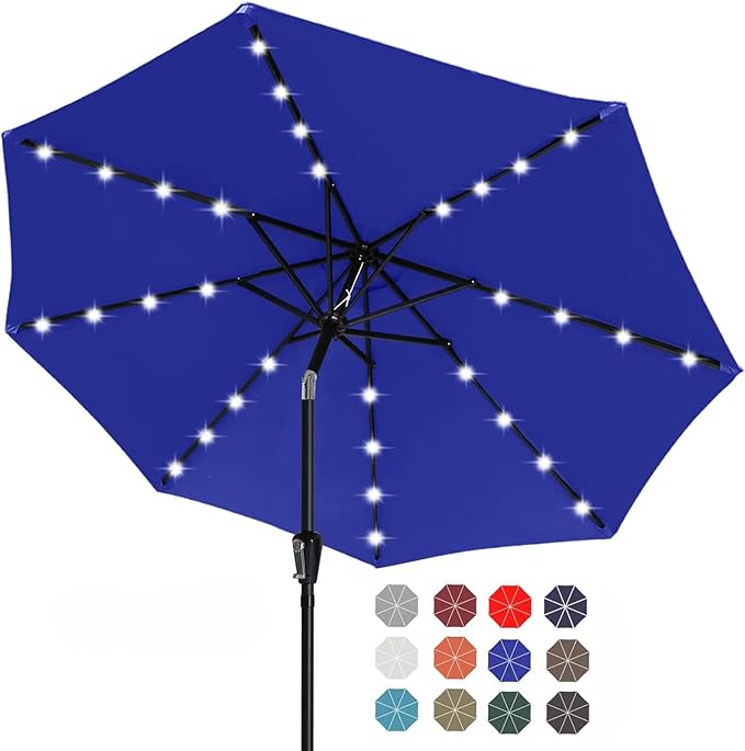 ABCCANOPY Solar Led Patio Umbrellas with 32LED Lights 11FT (Blue) by ABCCANOPY