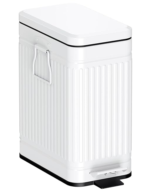 Small Bathroom Trash Can with Lid Soft Close, 6L / 1.6 Gallon Stainless Steel by GibHerz