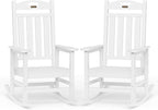 Oversized Rocking Chairs Outdoor Set of 2, High Back Porch Rocker Chair, HDPE All Weather Resistant Rocking Chairs for Patio, 380lbs Weight Capacity, White by Suunyn