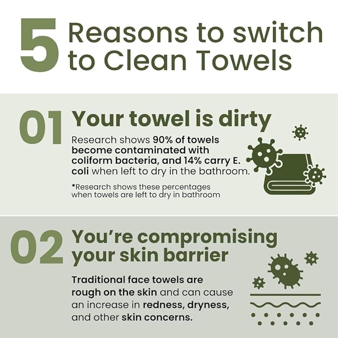 Clean Skin Club Bamboo Viscose Clean Towels® XL 100% USDA Biobased Face Towel - Image 6