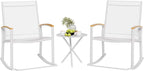 Shintenchi 3 Piece Outdoor Rocking Bistro Set, Textilene Fabric Small Patio Furniture Set, Front Porch Rocker Chairs Conversation Set with Table for Lawn, Garden, Balcony, Poolside (White) by Shintenchi