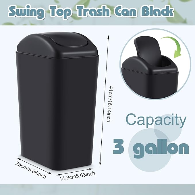Hoolerry 8 Pcs 3 Gallon/12 Liter Small Trash Can Plastic Kitchen Garbage - Image 2
