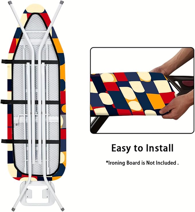 Nuxovilar Abstract Colorful Geometric Blocks Ironing Board Cover, This Cover - Image 5