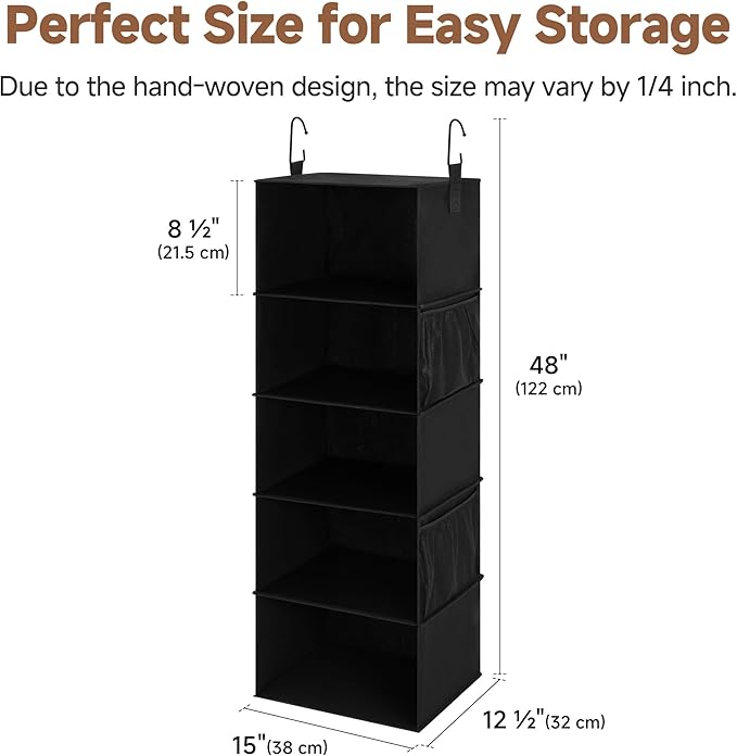 StorageWorks 5-Shelf Hanging Closet Organizers, Foldable Closet Storage - Image 3