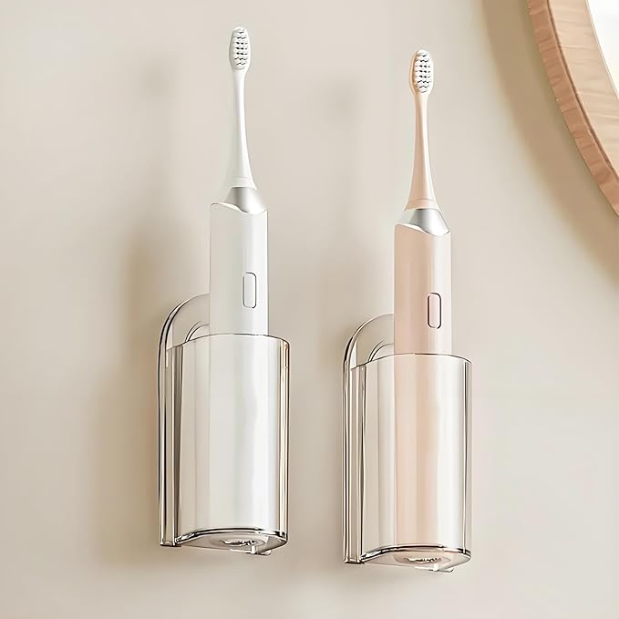 2 Pack Electric Toothbrush Holders, Self Adhesive Wall Mounted Clear Electric by STNRST-IN