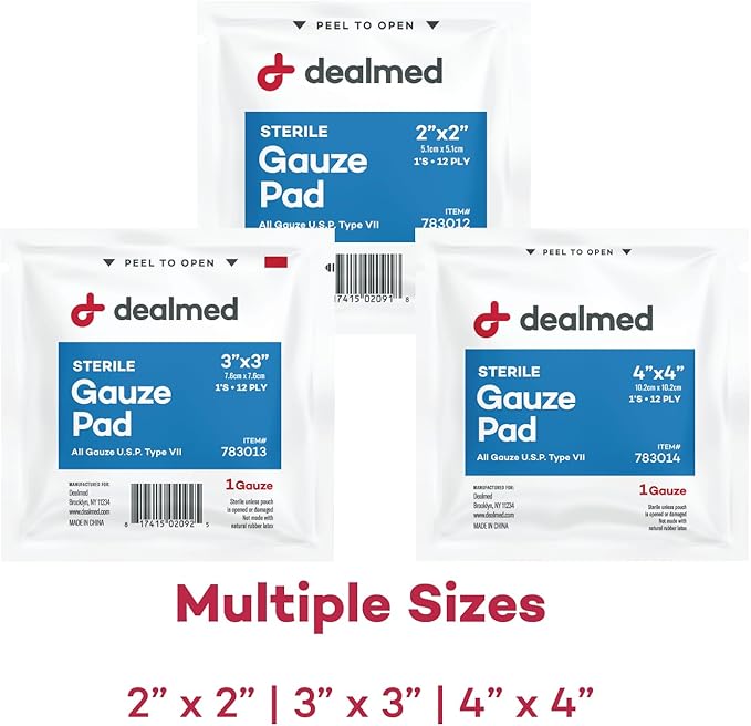 Dealmed Sterile 4x4 Gauze Pads Individually Wrapped, Disposable Medical Gauze - Image 6