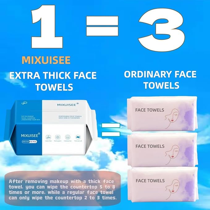 Disposable face towel, MIXUISEE thick and soft face towels, 100% cotton face - Image 3