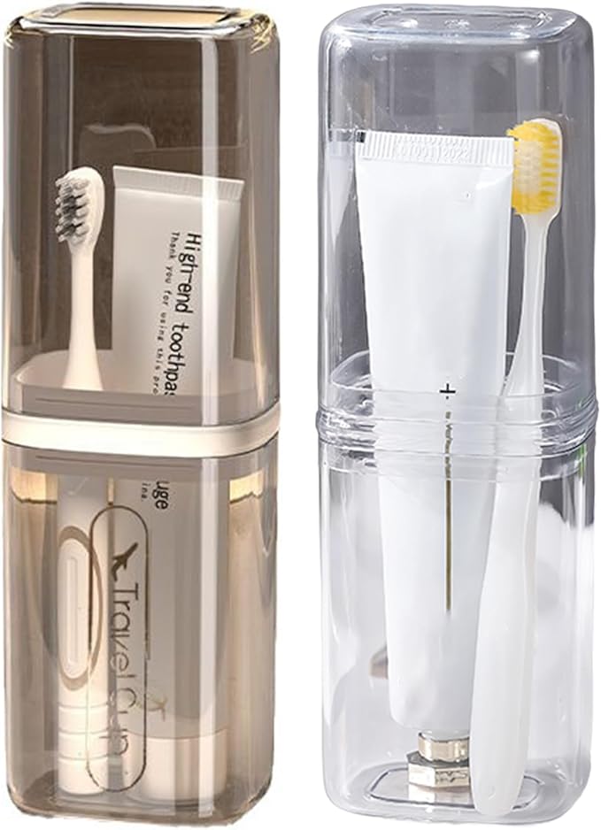 2Pcs Toothbrush Cup Toothbrush Travel Case, Travel Toothbrush Holder Case by Unknown