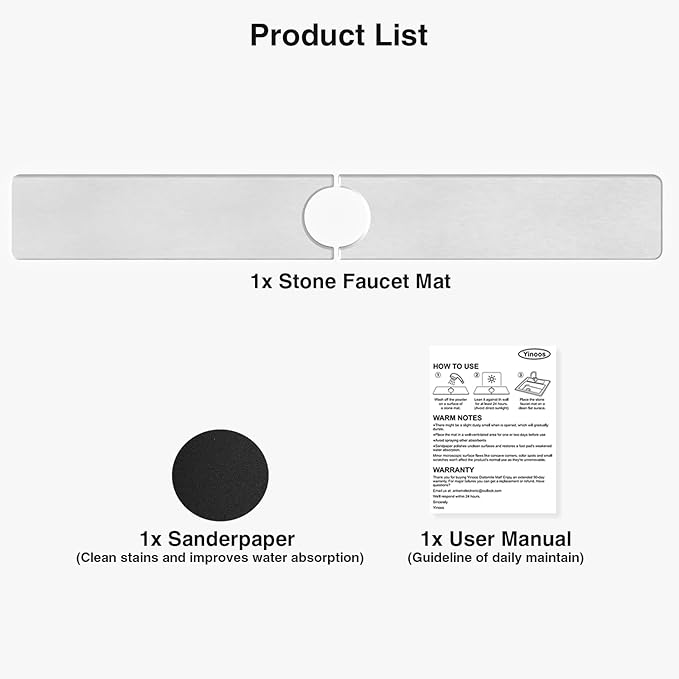 30" x 4" Stone Faucet Mat for Kitchen Sink, Quick Drying Diatomite Sink Tray - Image 7