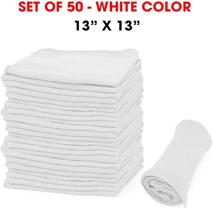 Shop Towels – Pack of 50 Reusable Cleaning Rags – Durable Quality Cotton – 13" - Image 8