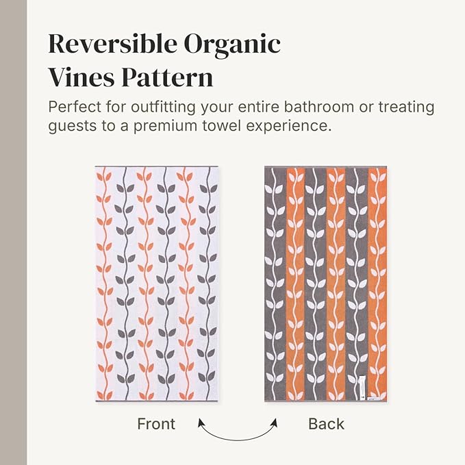 Modern Threads Organic Vines 6-Piece 100% Cotton Towel Set – Yarn Dyed Jacquard - Image 6