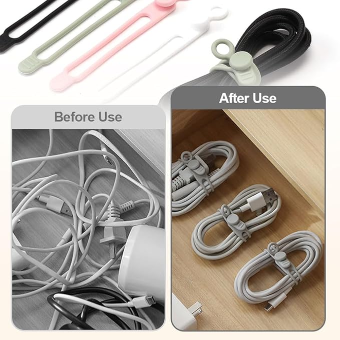 30pcs Data Cable Organizer, 2025 New Silicone Cable Ties Cable Management - Image 2