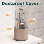 Toothbrush Holder with Cover 360 Rotating 4 Compartments Bathroom Toothpaste - Image 2