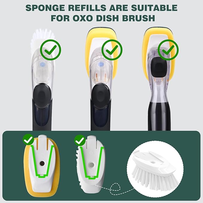 Sponge Brush Refills for OXO Dish Brush, 8 Pack Soap Dispensing Dish Refills - Image 2