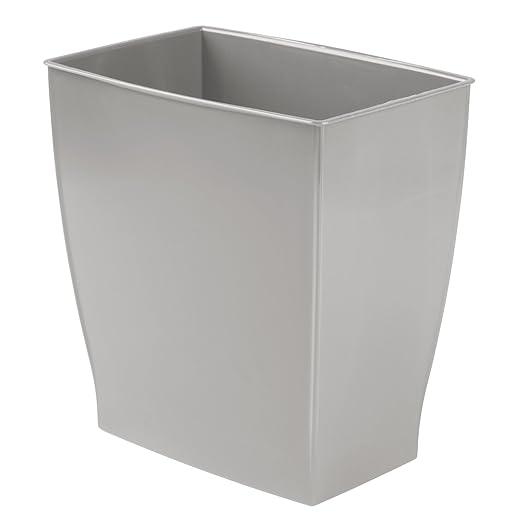 iDesign Small Plastic Bathroom Trash Can, Slim Rectangle Garbage Bin by iDesign