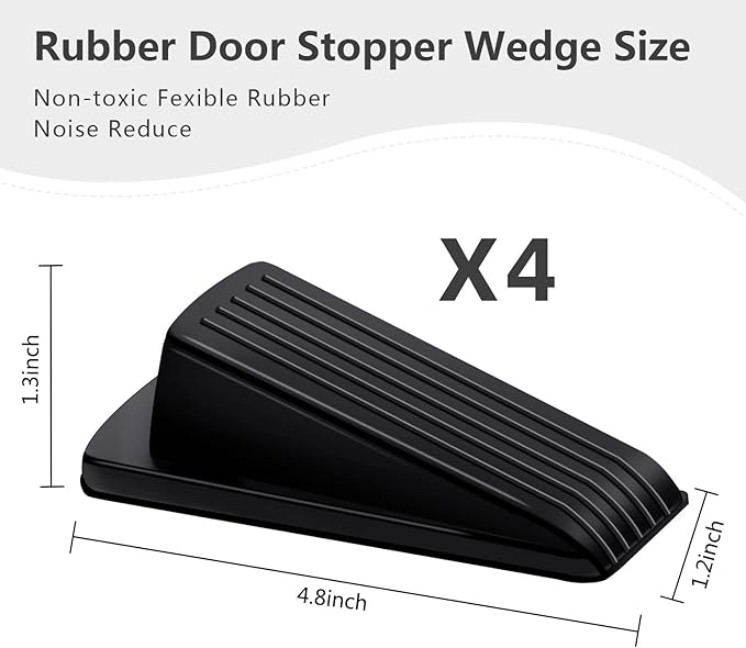 Door Stoppers, 4 Pack Premium Rubber Stoppers Wedge, Stops - Image 4