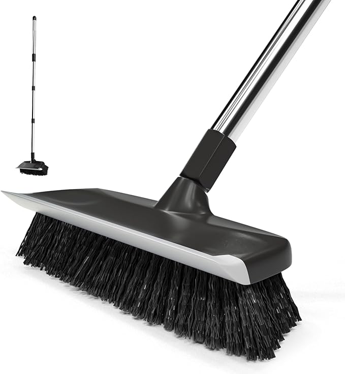 ITTAR Floor Scrub Brush with 55" Long Handle, Stainsless Steel Pole Heavy-Duty by ITTAR