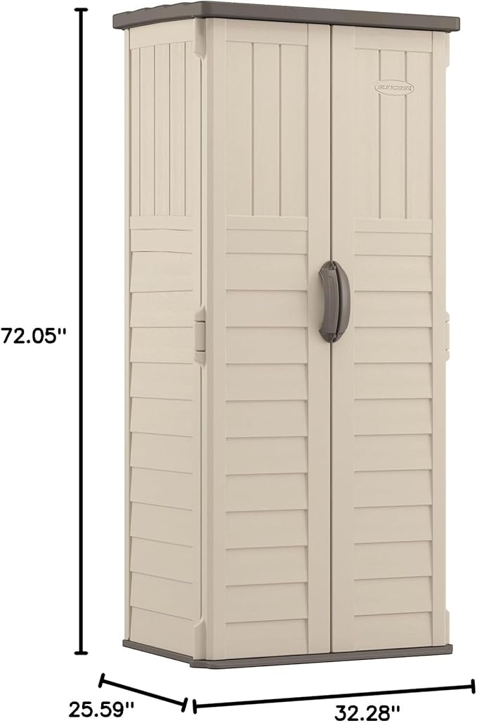 Suncast Vertical Outdoor Storage Shed with All-Weather Construction, Vanilla - Image 10