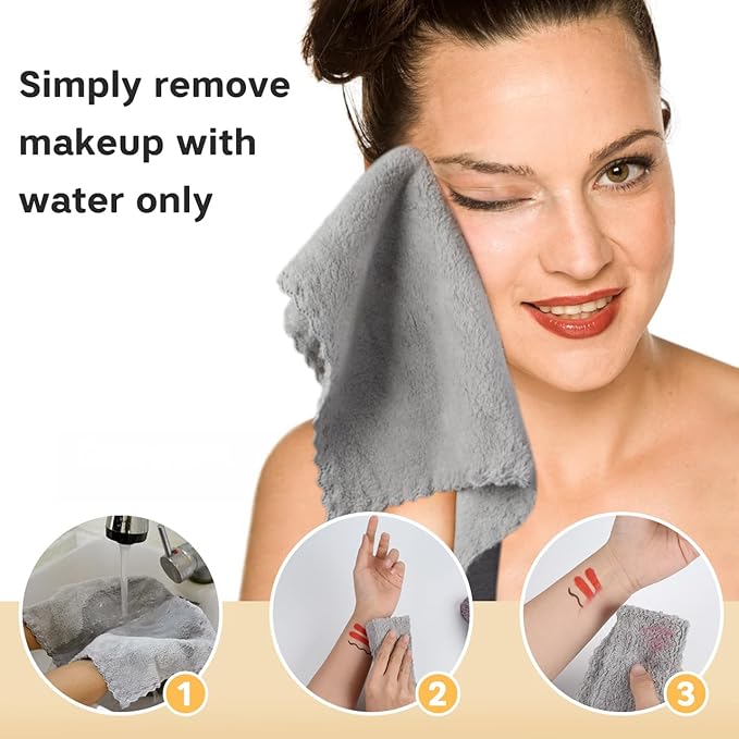 SUNLAND Microfiber Face Cloth Reusable Makeup Remover Facial Cleansing Towel - Image 4