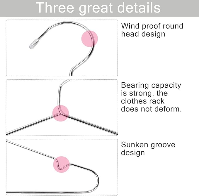 TIMMY Wire Hangers 40 Pack Stainless Steel Strong Metal Coat Hanger Clothes - Image 4