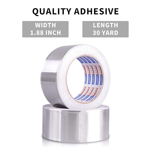 ADHES Premium Aluminum Foil Tape, 2 Rolls x 1.88 Inch x 88 Feet, Heat Proof - Image 2
