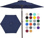 JEAREY 7.5FT Patio Umbrella Outdoor Market Umbrella with 6 Sturdy Ribs, Push Button Tilt/Crank Table Umbrella for Garden, Deck, Backyard and Pool, Navy by JEAREYOutdoorsCollection