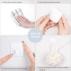 VIS'V Adhesive Towel Hooks, Waterproof Shower Wall Stick on Hooks, 2 Extra - Image 7