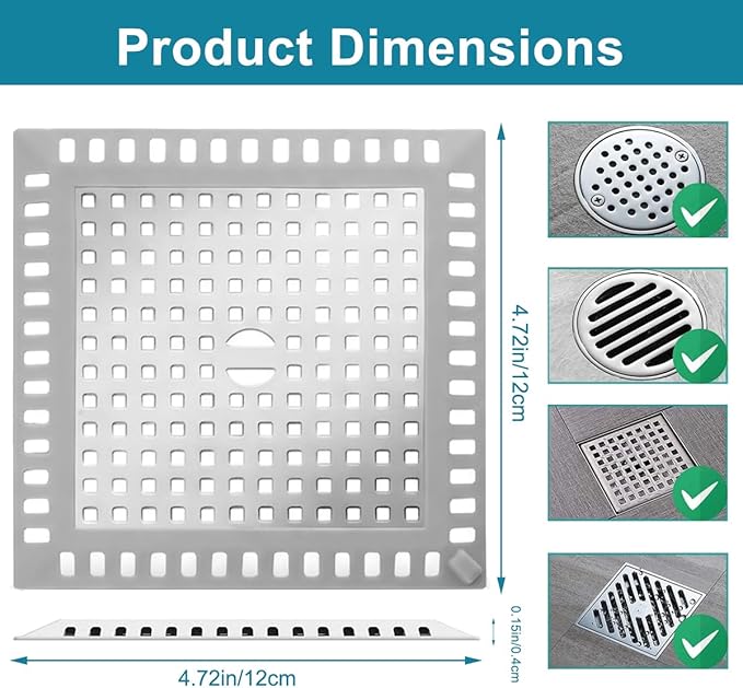 Drain Hair Catcher, Drain Strainer, Stainless Steel and Silicone - Image 2