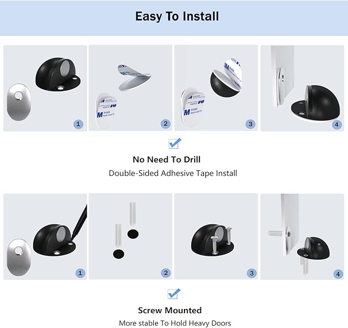 Magnetic Door Stoppers, No Drill Door Stops Magnetic Floor Mount Door Stopper - Image 7