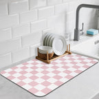 Checkered Dish Drying Mat for Kitchen Counter, Absorbent Non-Slip Coffee Mat by CooRug