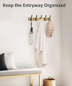 Coat Rack Wall Mount, 16.5 Inches Wood Coat Hooks Wall Mount, Wall Coat Rack - Image 4