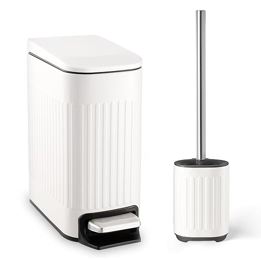 Bathroom Trash Can with Toilet Brush by TrashAid