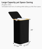 SUOCO Laundry Basket with Lid, 29 Gal Clothes Hamper with Bamboo Handles - Image 5