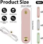 6pcs Leather Cord Organizer Reusable Cable Straps PU Leather Cable Organizer - Image 2
